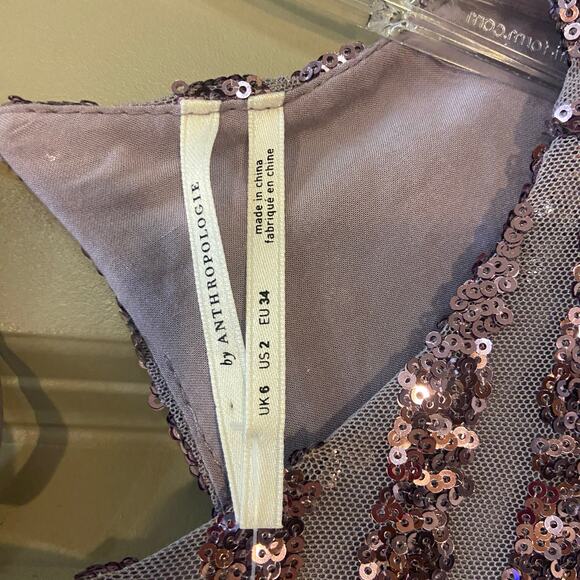 Anthropologie NEW Women's Size 2 Lilac Purple Sequined Open-Back Mini Dress NWT - Picture 4 of 10